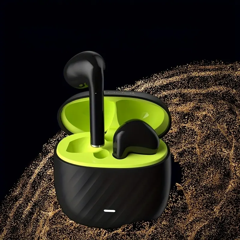ASUS Wireless Earbuds with Built-in Microphone, Touch Control, Volume Adjustment, Long Battery Life, and Noise Reduction for Calling, Gaming, and Music - Black & Green, Gaming Headphones, Sleek Earbud Design, Durable Plastic Case