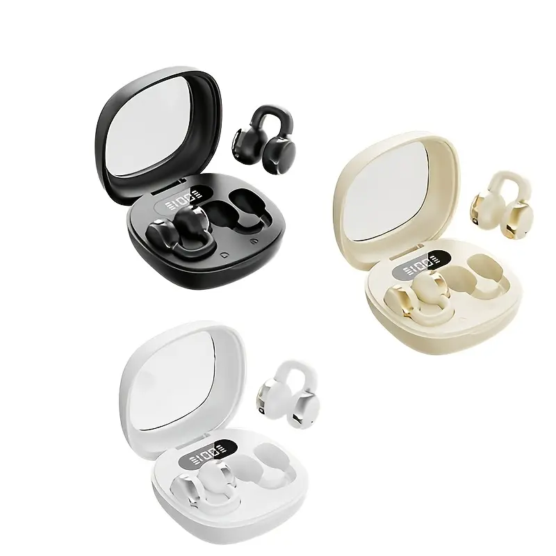 New Gaming Latency Wireless Earphones OWS Open Ear Clip Sports Wireless Wireless Earbuds with Immersive Spatial Audio and Stereo Bass, Noise reduction function, Touch Control, Type-C Charging, Compatible with All Smartphones