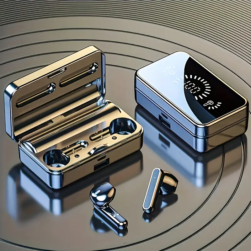 ANKRIYUL Hi-Fi Wireless Earbuds with LED Display & Touch Control, Noise-Cancelling, USB-C Charging, Mirror Surface, Rechargeable Lithium Battery, Ideal for Sports & Gaming, Wireless Earbuds, Gaming Headphones, Sleek Design, Durable Construction, Earphones, Handsfree, Air Bud, Headset Earphone, Noise Cancelling Earbud