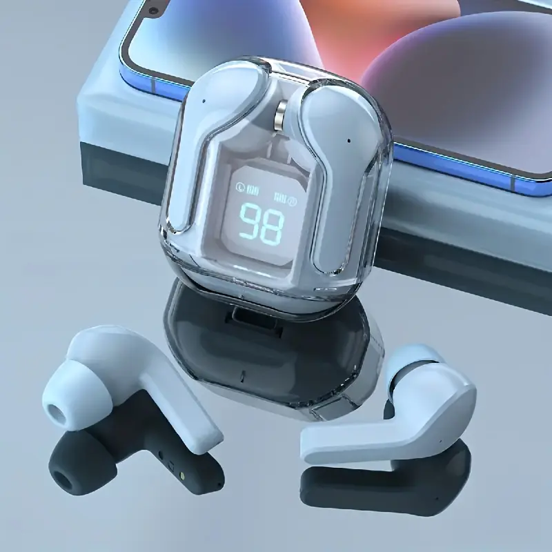 Anime& Movie Themed Transparent Wireless Earbuds with HiFi Sound, Noise Canceling Voice Call, Control Media, LED Display, Rechargeable Lithium-Polymer Battery - Gaming, Exercise, Cycling& Calls