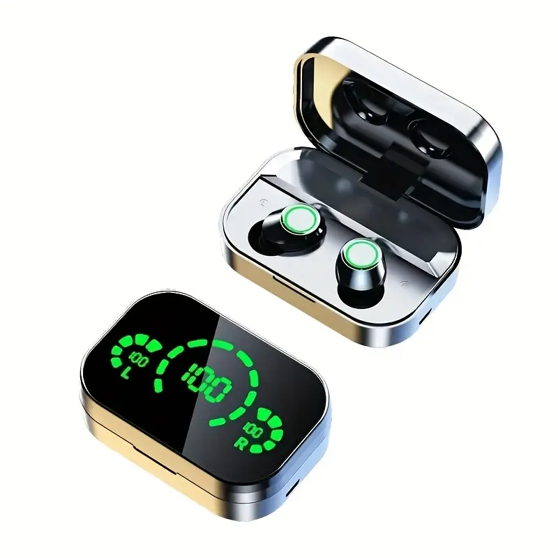 Explosive Mirror LED Sports Wireless In-Ear Headphones, HIFI Stereo Sound, Stylish and Compact, Low Latency, Long Range, Music Earbuds Wildly Flinging Not to Fall Off Comfortable to Wear, Emergency Rechargeable Treasure Wireless Earbuds, Adapted to Multiple Mobile Phones, Computers, Applicable to Music, Games, Sports, Learning, Daily, Travel, Commuting, Holiday Gift Preferred