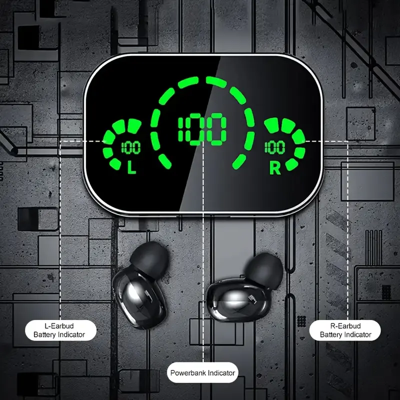 Anime/Animals/Movie/Tv Series/Video Game Themed TWS Wireless Earbuds with LED Display, Active Noise Cancellation, Touch Control, Volume, USB Type-C Charging Case, Non-Waterproof, for Skateboarding, IOS/Android Compatible