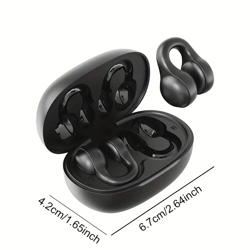 New wireless headphones with low latency and high sound quality, mirror surface battery display, long-lasting endurance, charging case, lightweight and comfortable to wear, clip-on sports headphones.