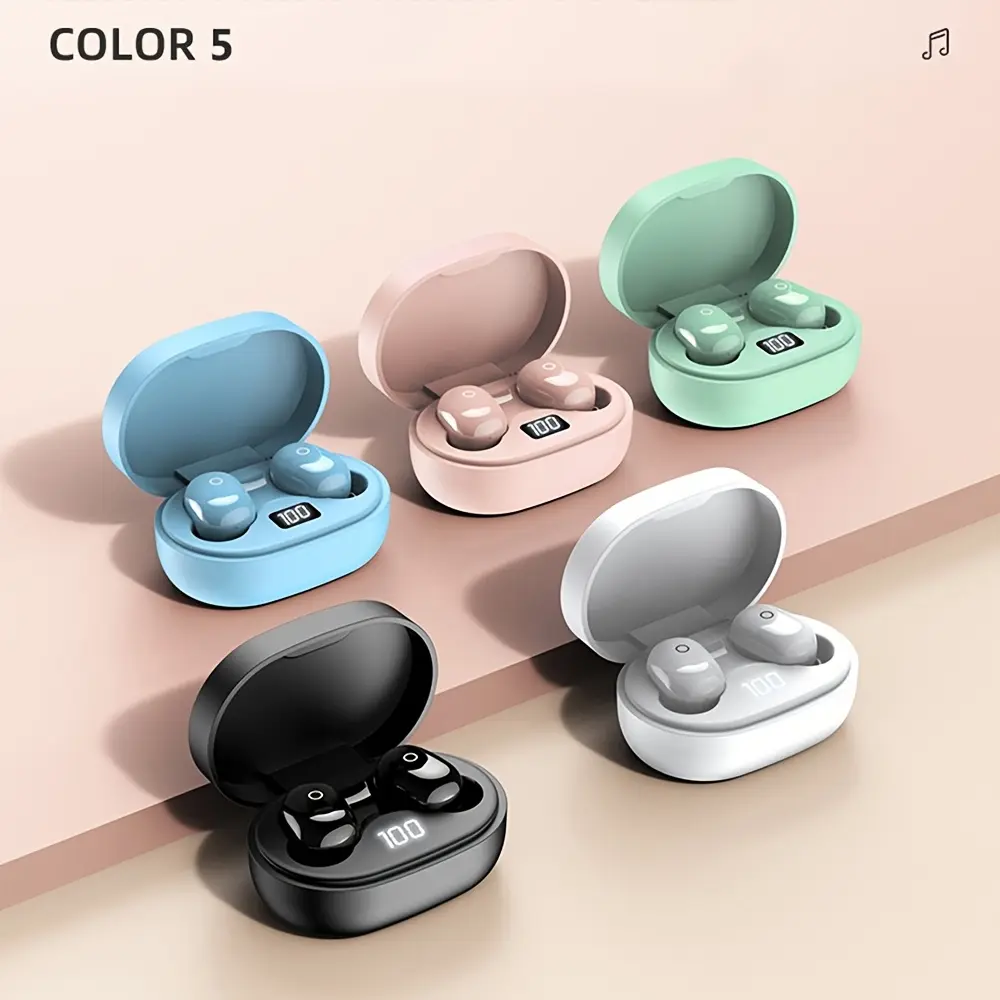 TWS Wireless Headphone mini Touch button Sports Headphone microphone HIFI Music in-ear earbuds Comfortable Portable LED power display for all smartphone tablet laptop wireless devices