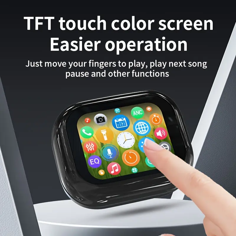 TWS Wireless Earbuds with Active Noise Cancellation, 3D Stereo Sound, Touch Control, Smart LCD Display, Long Standby, Type-C Charging, Compatible with iOS & Android, Black, Wireless Headphones, Active Lifestyle Audio, Sleek Earbuds, Durable Plastic Body, Wireless Wireless Earphones, Earphones With Screen, Wireless Earphones