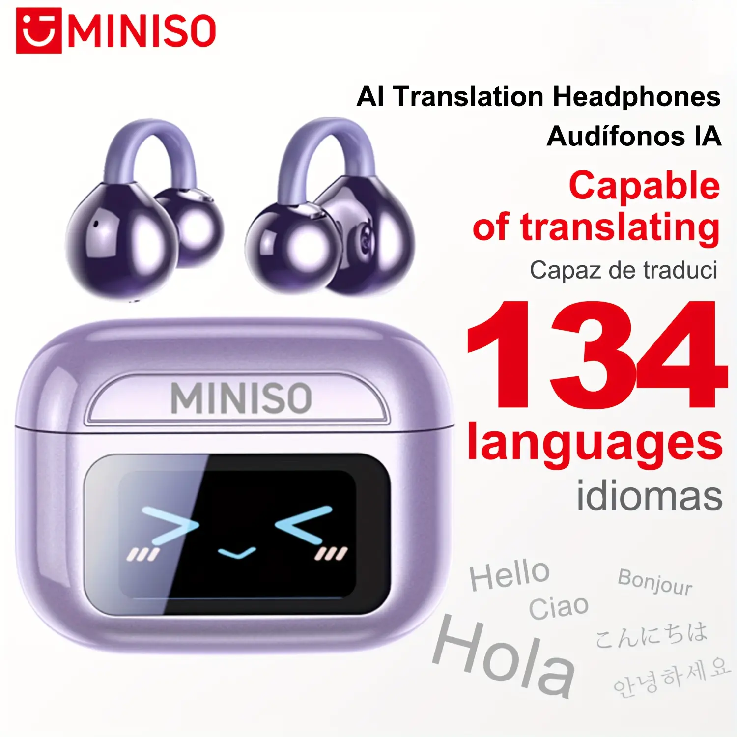 MINISO MS201 BT V6.0 Wireless Headphones OWS Ear Clip AI Translator Earbuds 60H Longlife Earphones with Color Touch Screen Bird Game, Not-In-Ear Clip-On Earbuds with Butterfly Earrings, Wireless Mini Earbuds, Headphones Noise Cancelling, Open Ear Headphones, Skullcandy Earbuds, High Quality Earphones, High Quality Earbuds, Wireless Headset, Hidden Earbuds, Wireless Charging Earbuds, Tiny Earbuds, Workout Earbuds, Sports Headphones, Touchscreen Control, Clipon Design,