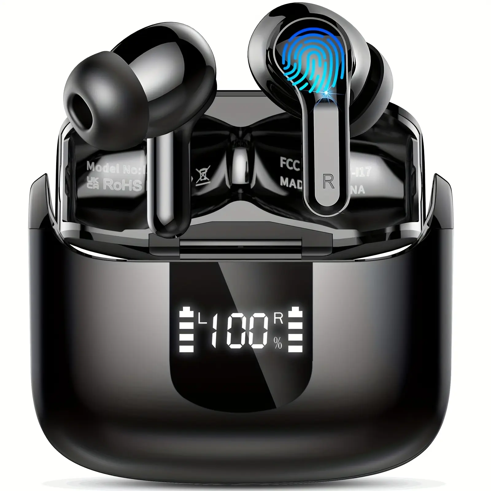 2025 New Wireless Earbuds with 40H Bass, ENC Noise Cancelling, 5.3 Headset, 4 HD Microphones, USB-C LED Display, for Android & iOS, Open-Back Design, Condenser Microphones, Non-Waterproof, Ideal for Gaming, Skateboarding, Snowboarding, Wireless Headphones, Gaming Headphones, Modern Headphones, Durable Plastic, No Cable Needed, Wireless Headphones, Skateboarding Headphones, Sleek Headphones, Highquality Audio, Noisecanceling Headphones, Tech