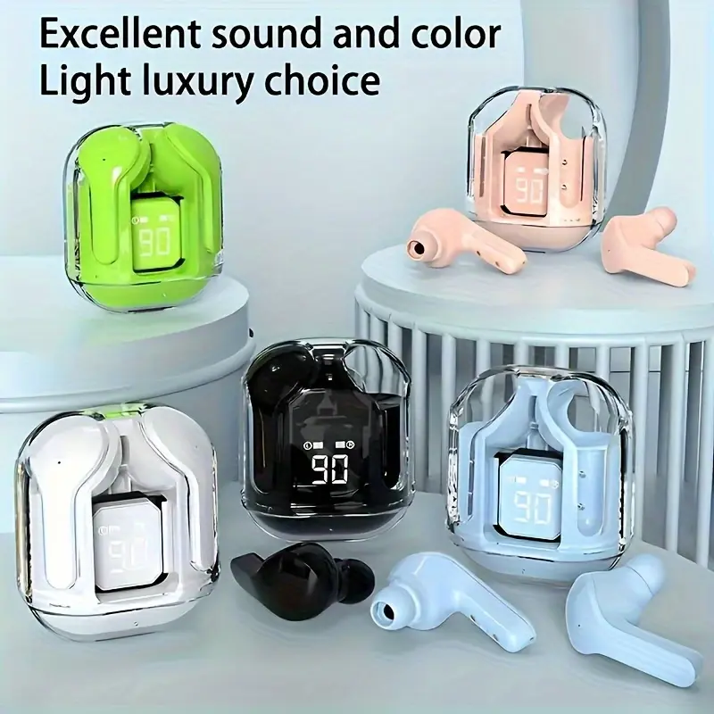 Transparent Wireless TWS Earbud Headphones, High-Fidelity Stereo Sound, Touch Control Media, Noise-Cancelling Voice Call, with Type-C Charging Case, for Exercise, Running, Gaming, Calls, Compatible with Smartphones, Tablets, Laptops, 150mAh Lithium P, Workout Earbuds, Gaming Headphones, Stylish Earbuds, Transparent Design, Lightweight Earbuds, Durable Build, Wireless Media, Fitness Enthusiasts, Commuters