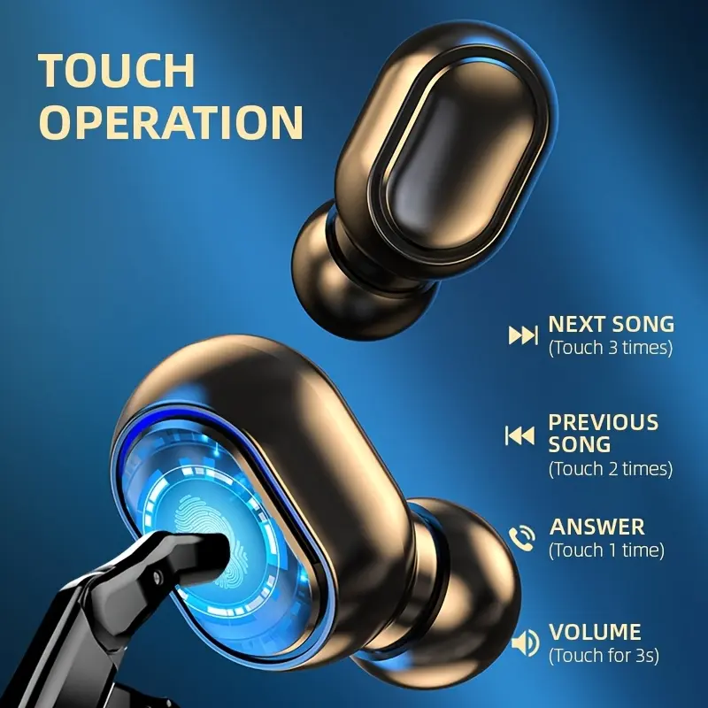 New TWS Wireless Earbuds: In-ear wireless earphones with LED display, touch control, and polymer battery, compatible with iOS/ - Gaming, Sports