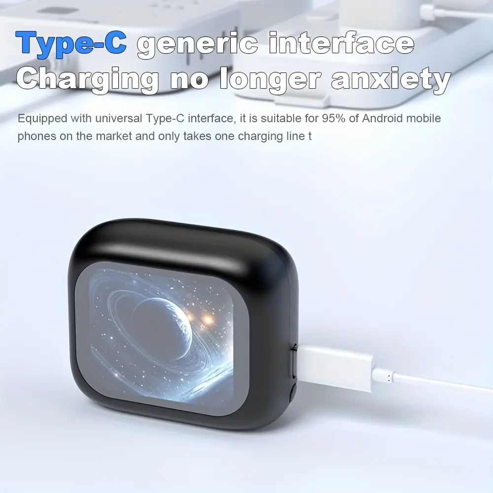 Smart LCD Large Screen Headphones with Wireless, In-Ear Design, Built-in Microphone, High-Quality Sound, USB-C Charging, and Media Controls for Running, Sports Training, Active Lifestyle, Sports Headset, Sleek Headphone Design, Durable Plastic Body