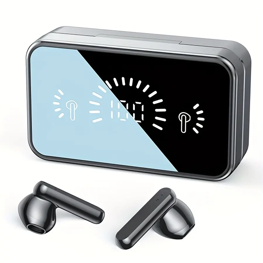 Wireless Earbuds with Digital Display, HiFi HD Stereo Sound Calling and Charger Case for Gaming Conferences Sports - Best Birthday Present, Premium Wireless Earbuds, Wireless Headphone, Monster Wireless Earbuds, Travel Headphones, Conference Headphones, Sleek Design, Stylish Headphones, Longlasting Battery, Durable Plastic Build, Noise Isolation, Fitness Enthusiasts