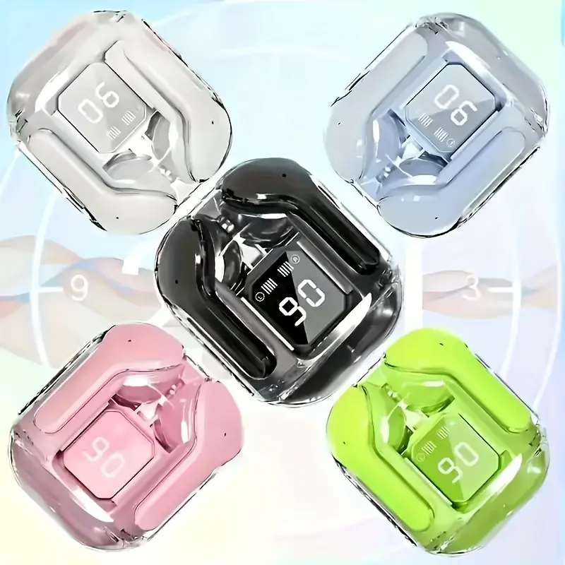 Transparent In-Ear TWS Wireless Headphones, Sports Gaming Earphones with Charging Case, HIFI Stereo Sound, Lightweight and Comfortable, True Wireless, Touch Control, Suitable for Mobile Phones