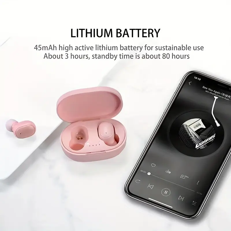 Best-Selling Mini Wireless In-Ear Earbuds, High Sound Quality, Bluetooth 5.0 Long Battery Life Noise Cancelling Headphones in Black/Green/White/Pink/Blue, 5 Colors Available with Data Cable Included