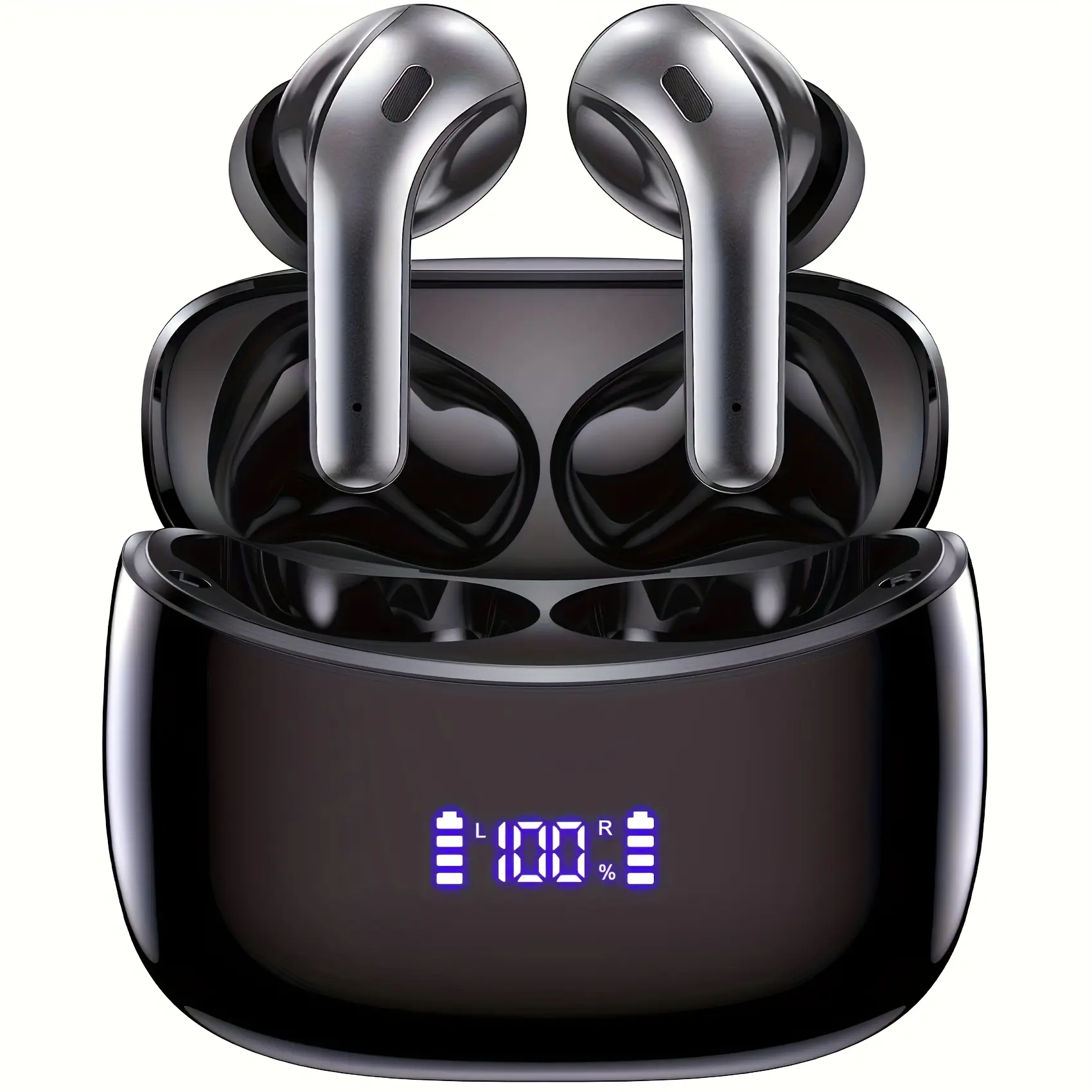 Wireless Earbuds, True Wireless 5.3 Headphones, 60 Hours Playback, LED Battery Display, Anti-Drop Sports In-Ear with Mic for Smartphone, Laptop, TV, PC & Exercise – Perfect Holiday Gift, Sports Headphones, Workout Earbuds, Compact Earbuds, Lightweight Headphones, Sweatresistant, Secure Fit, Media Control, Touch Control, Students, Fitness Enthusiasts
