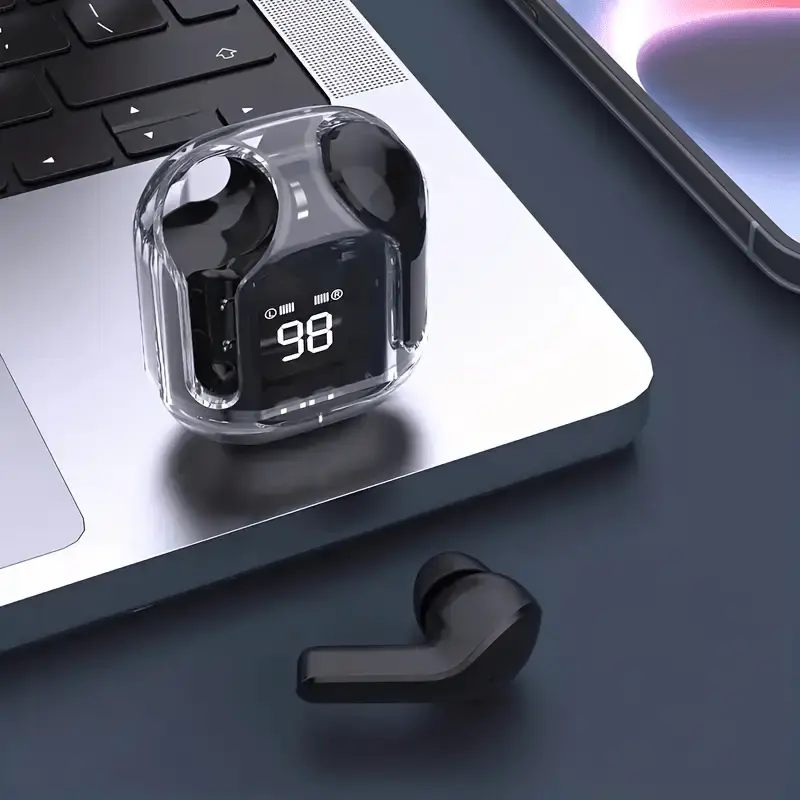 New In-Ear Sports Earbuds with LED Digital Display, Auto Pairing and High-Quality Headphones, Touch Control Earbuds, Laptop Audio Accessory, Auto Pairing Headphones, Movie Inspired Headphones, Open Ear Design, Lightweight Plastic Build, Noise-Control Technology