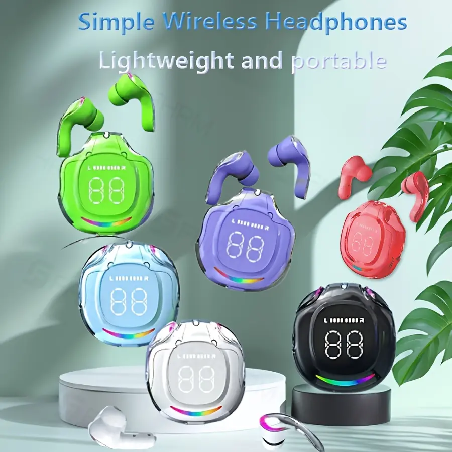 FHRM 2025 New Wireless Headphones with Digital Display, HIFI Stereo Sound, 6 Colors, Wireless Charging, Compatible with Phones, Computers & More, Real-Time Power Tracking, High-Definition Calls, USB Charging, and Built-in Charger, Wireless Headphones, Versatile Audio Source, Sleek Headphone Design, Stylish Headphones, Durable Plastic Body