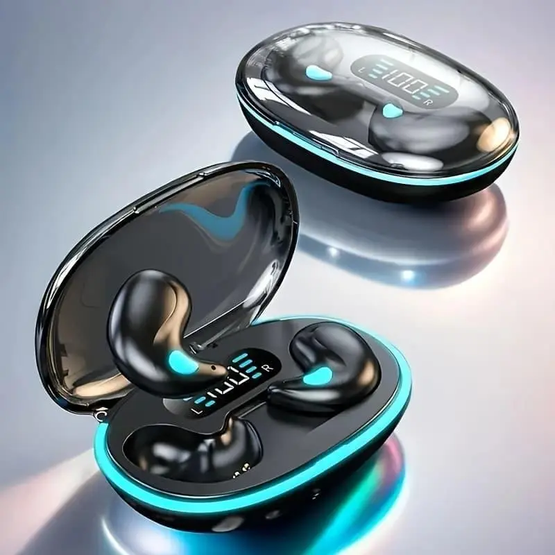 Unisex Ultra-Thin Invisible Sleep Wireless Earbuds | Open-Ear Design, Superior Noise Cancellation for Running, Driving & Walking! USB-C Charging with Crystal Clear Microphone – Ideal Companion for Gaming, Commuting, Partying & Minimalist Home Use