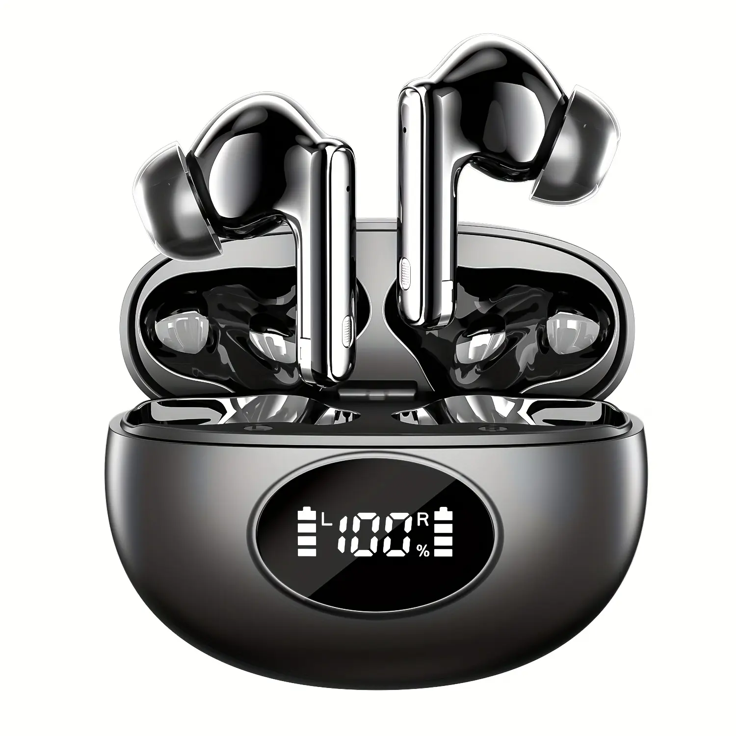 Wireless Earbuds, Headphones BT5.4 with LED Power Display Charging Case, True Wireless Earphones Deep Bass Stereo Sound TWS Microphone, for Sport Workout, Game, Compatible with Android And IOS, Gifts for Family/Partner/Friend, Ceramic Black, Wireless Mini Earbuds, Headphones Noise Cancelling, Wireless Charging Earbuds, Wireless Gaming Earbuds, Travel Headphones, Workout Headphones, Touch Control Earbuds, Stylish Headphones, Lightweight Earbuds, Durable Plastic Build,
