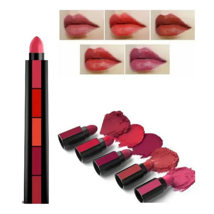 5 in 1 Matte Lipstick Set β Waterproof, Long Lasting, Non-Fading Lipsticks β Random Shades β Compact & Travel-Friendly