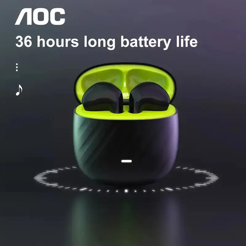 AOC Wireless Gaming Earbuds with Noise Cancelling, 50H Playtime, Ultra-Comfort Fit, Multi-Device Sync, Low Latency for Mobile/PC/Console, Wireless, App Control, USB-C Charging, Open Ear Design, App Controlled, Gaming Earbuds Wireless, AOC
