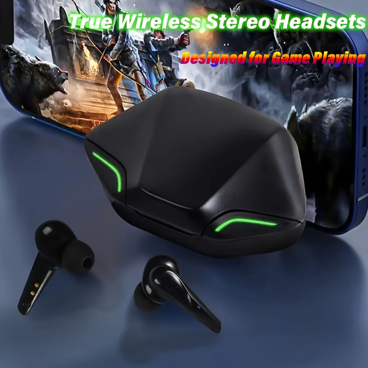 G11 True Wireless TWS stereo earbuds, TWS gaming earphones, low latency, touch control, noise reduction microphone, Type-C charging, rechargeable lithium-ion battery, compatible with all smartphones/wireless devices