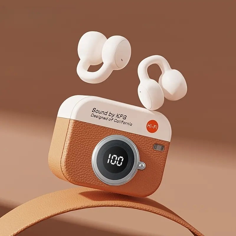 2025 New Style True Wireless Cartoon Camera with Music clip-on Headphones Couples Sports Mini Earbuds Video TWS 9D Hifi Stereo HD Calling Stereo Cortical Earphones for Android for iPhone Music Cellphone Smart Earpieces Headphones