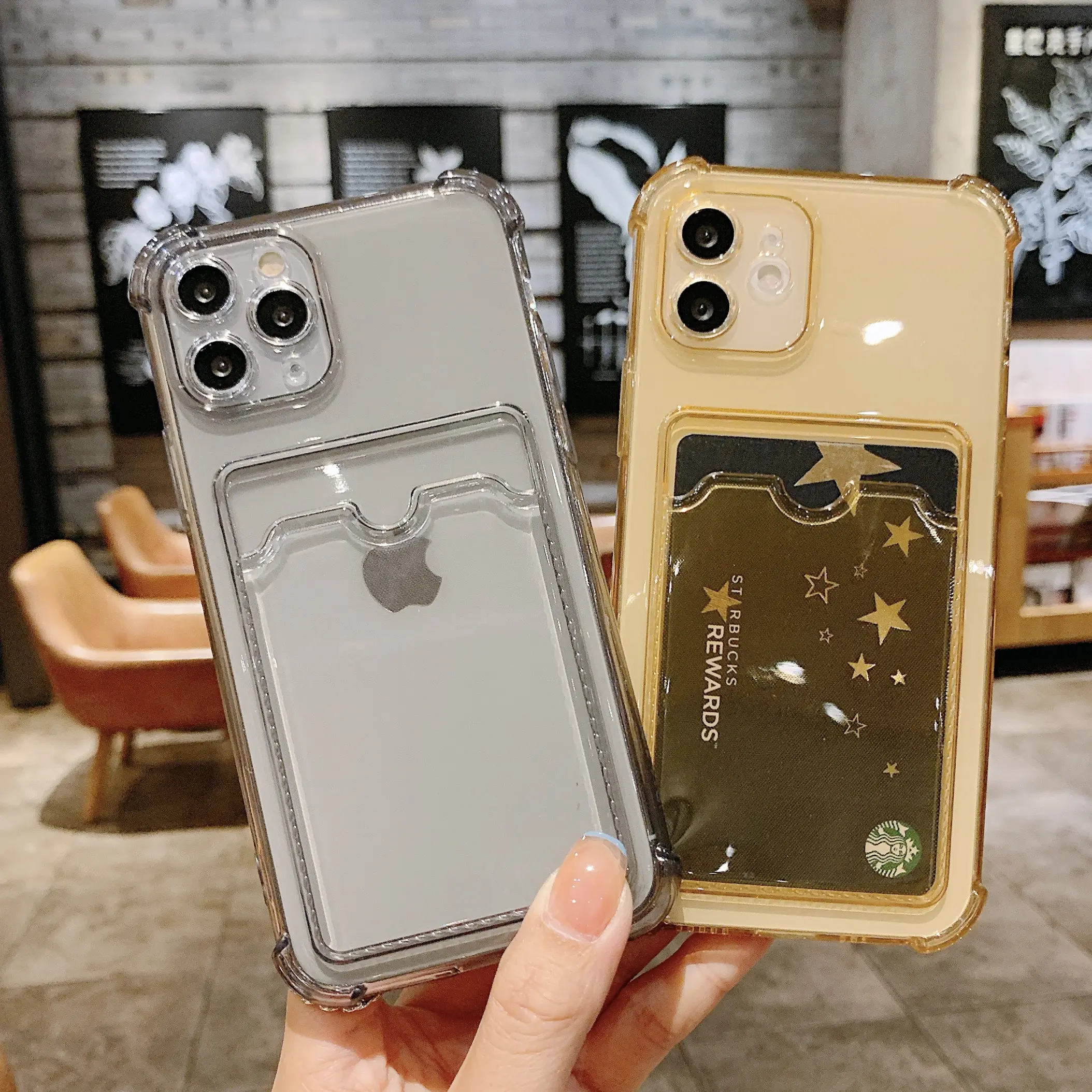 Transparent Shockproof Phone Cases For iPhone 11 12 13 14 15 16 17 Pro Max iPhone 7 8 14 15 16 Plus 17 Air Case Fashion Card Slot Soft TPU Back Cover
