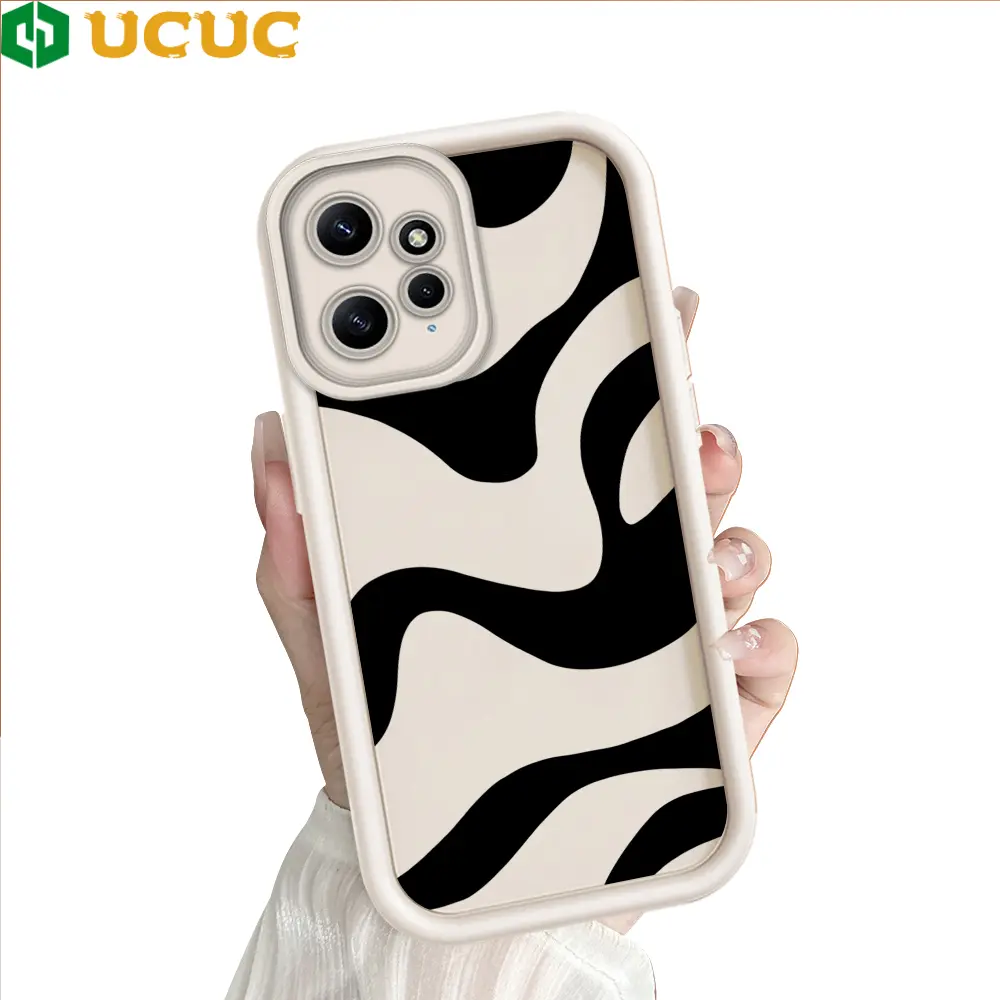 UCUC for Redmi Note 12 4G Back Cover Black White Stripes Ladder Camera Soft Rubber Protection Phone Case