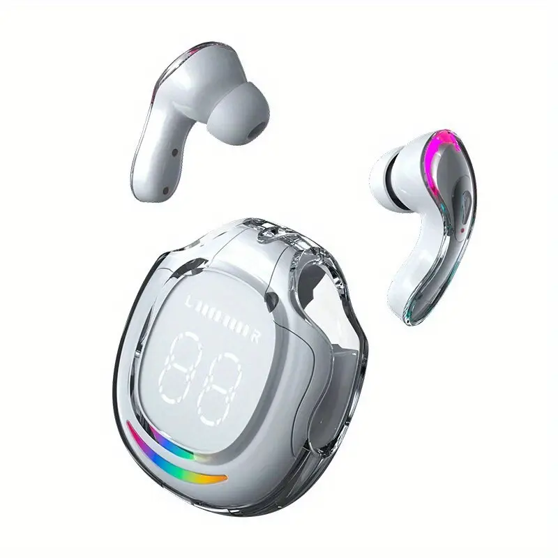 B9 Wireless Headset Transparent ENC Headphones LED Power Digital Display Stereo Sound Earphones for Sports Working