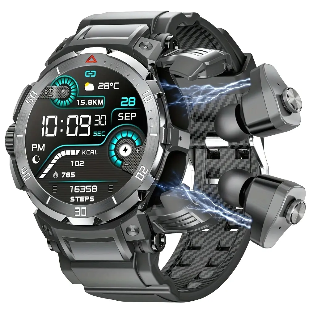 PAAZOMU 2025 New 3-in-1 Smart Watch with Wireless Earbuds for Men - 3.71cm HD Screen, Wireless 5.2, 360° Rotating, 3.71cm HD Display, 1, Watch For Men