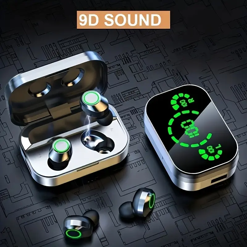 Wireless Earbuds with TWS LED Display - Durable, Noise Canceling, Rechargeable Sports Headphones for Cycling & Outdoor Activities, Compatible with Android Phones