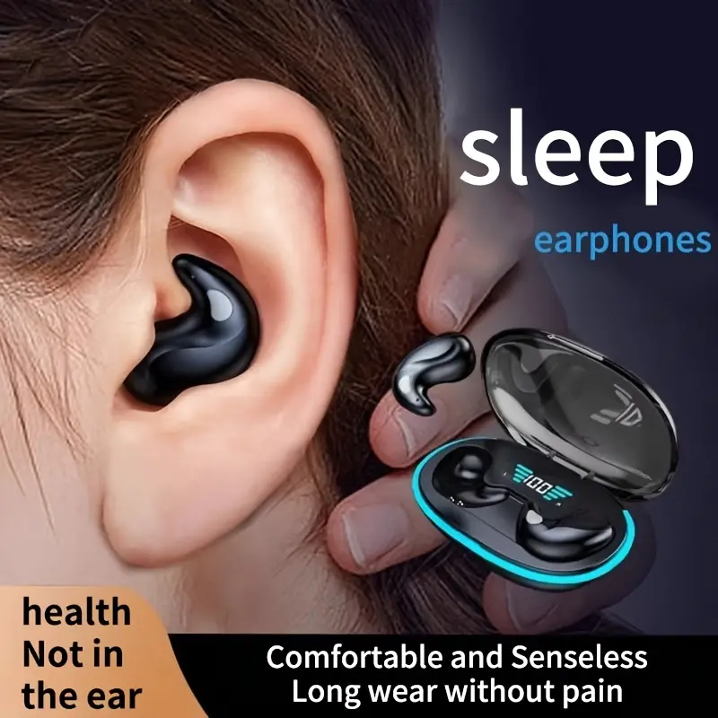 BRIAME Ultra-Thin Invisible Sleeping Earbuds with LED Display Charging Case, Low Latency Gaming, Touch Control, Noise Reduction, Long Battery Life, Lightweight Wireless Earphones for Gaming, Travel, Running, Compatible with Phone & Multiple Devices, Sleep Earbuds, Travel Headphones, Sleek Headphones, Portable Headphones, Running Headphones, Compact Headphones, Durable Build, Noisecanceling Earbuds, Multidevice Compatibility