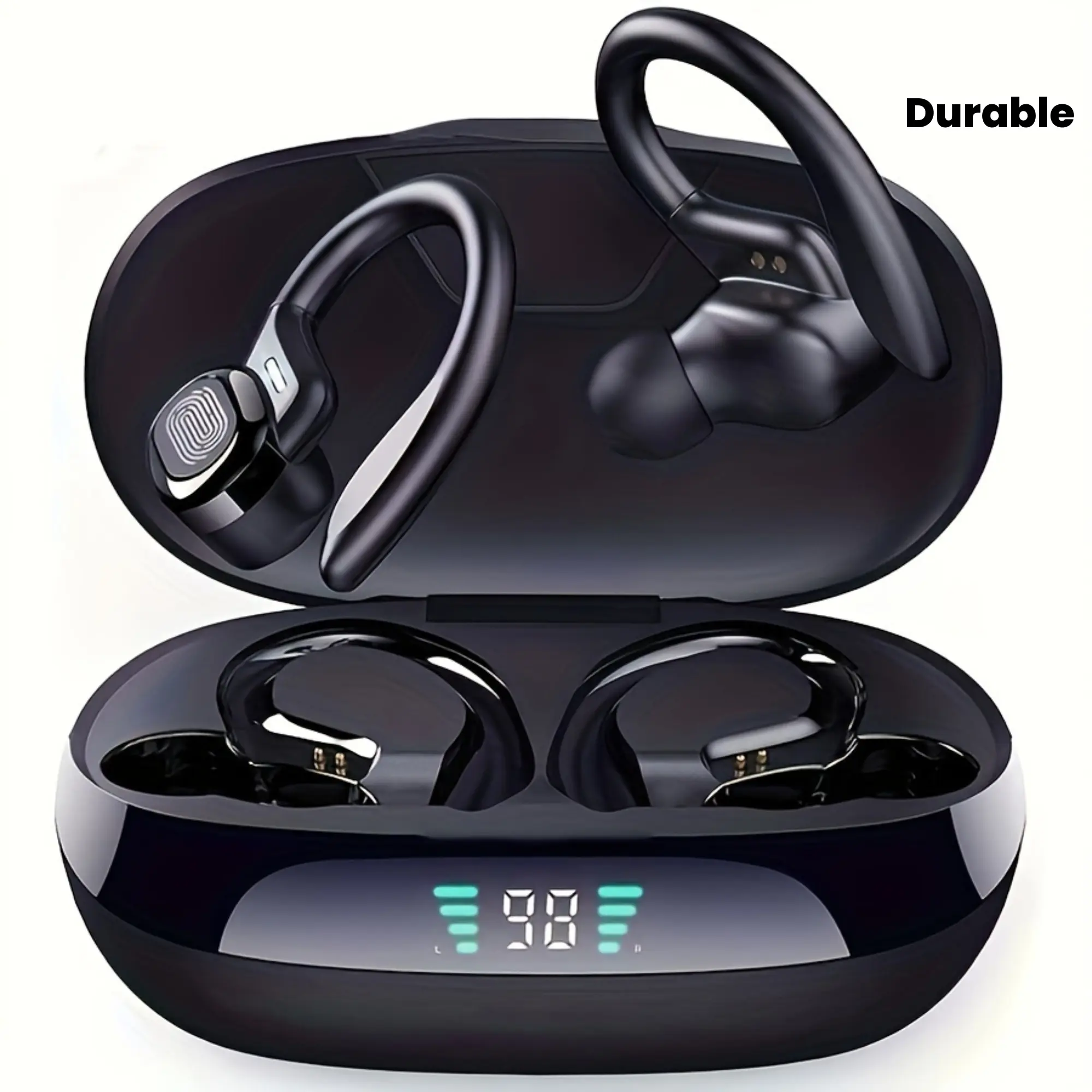 LAN XUN Wireless 5.3 Earbuds with Mic- Sport-Ready TWS Stereo Headphones, Touch Control, USB-C Charging Case with Digital Display, Comfortable Earhook Fit, High-Quality Sound, Includes Protective Case, Wireless Earbuds, Travel Headphones, Sport Headphones, Sleek Earbuds, Wireless Design, Premium Sound, Durable Build, Touch Control Headphones, Office Workers, Active Lifestyle