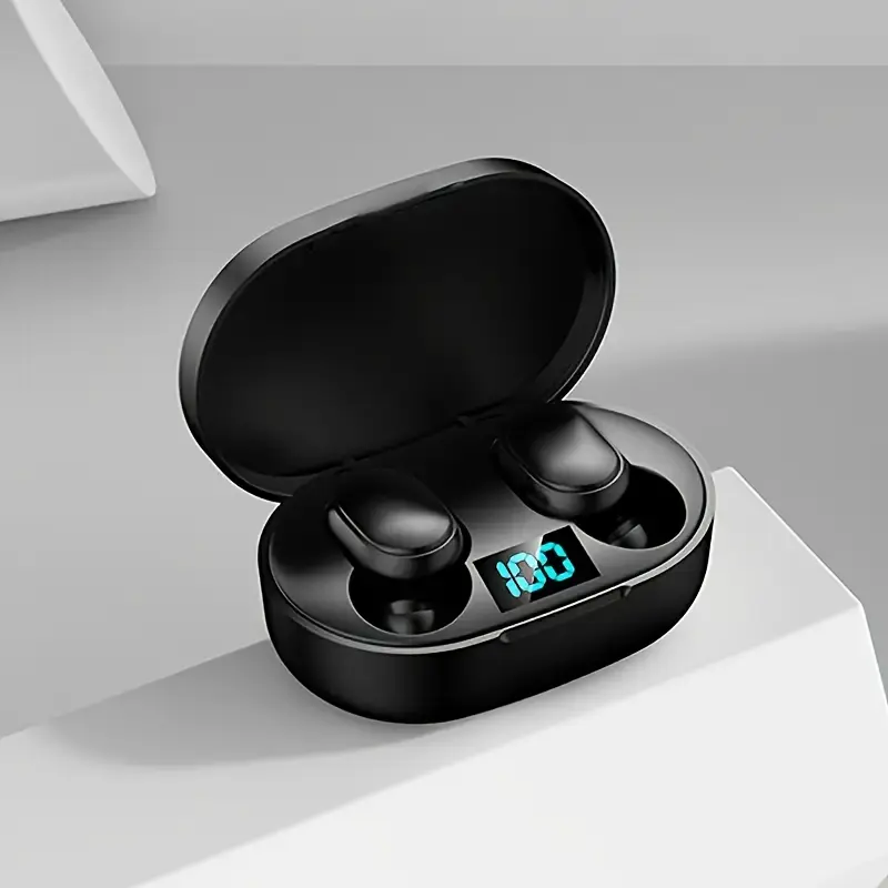 Black TWS Wireless Earbuds with LED Display, Touch Control, and Rechargeable Polymer Battery - Wireless 12.7 cm-Ear Headphones for iOS/Android, Ideal for Gaming, Movies, and Anime, Earbuds Wireless
