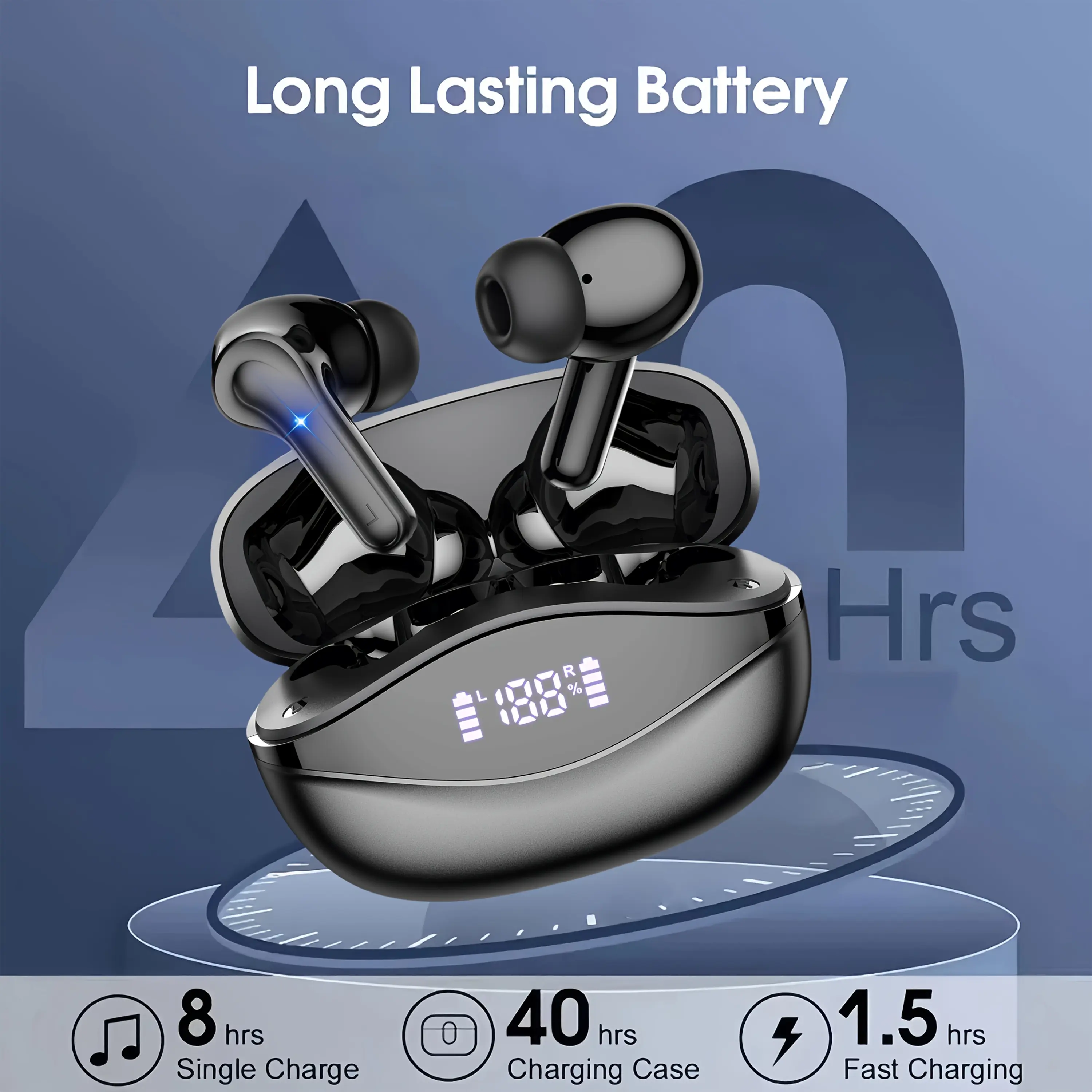 Wireless Earbuds, Wireless 5.3 Earphones, 13mm Speaker, 40H Playtime, Type-C Fast Charging Box, Stereo Wireless In-Ear Headset, Suitable for iOS and Android geadphones, Gaming Business Sports Headphone Mic