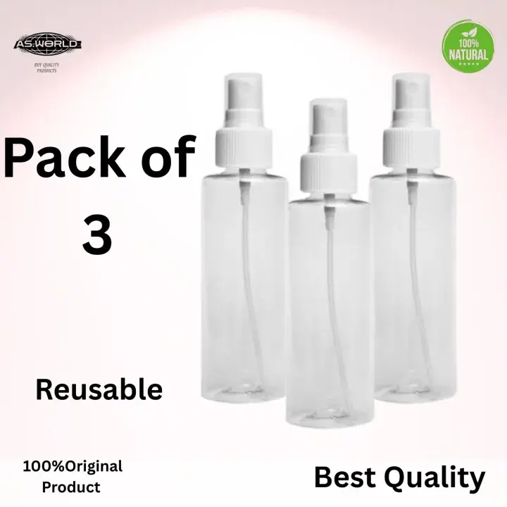 Pack of 3 Empty Spray Bottle For Face With Cap - Pure Plastic Reusable - Original China Spray - 120 ml Each