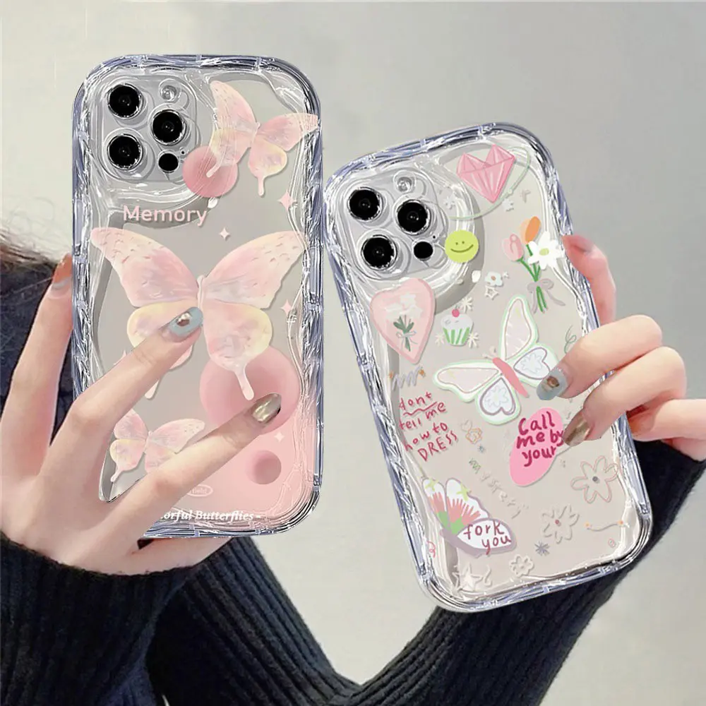 Butterfly Case TECNO Spark GO 2024 BG6 / POP 8 / Spark 20C BG7n / Spark 20 KJ5 / Infinix Smart 8 X652 Cartoon Bear Flower Love Heart Soft Wave Edge TPU Phone Case Cover