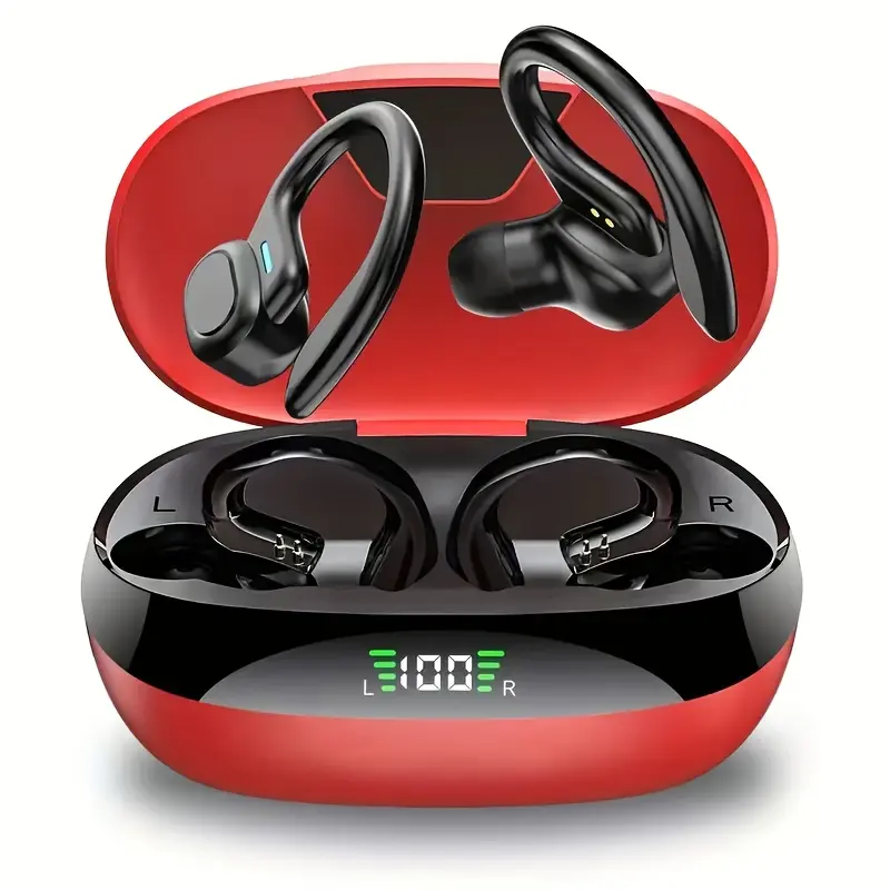 ULMIED Wireless earphones with built-in high-definition microphone, LED screen charging case, automatic pairing for long-lasting battery life, suitable for sports, cycling, driving, and daily use.
