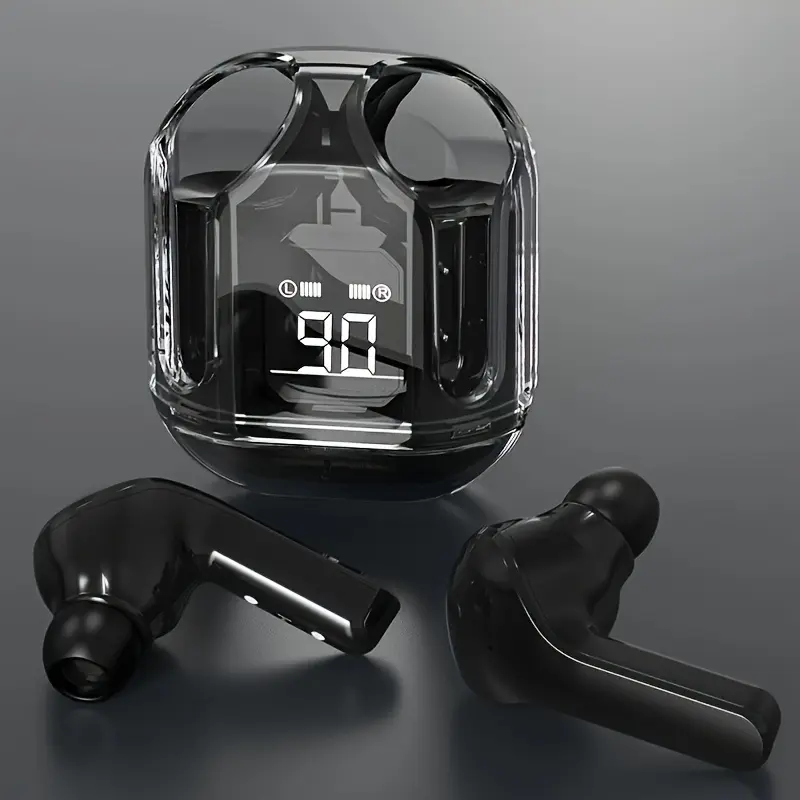 TWS Wireless Earbuds with LED Battery Display, Touch Control, Long Battery Life, HiFi Stereo Sound, Mini In-Ear Headphones for Music, Gaming & Sports, Includes Clear Charging Case, Earbuds Wireless