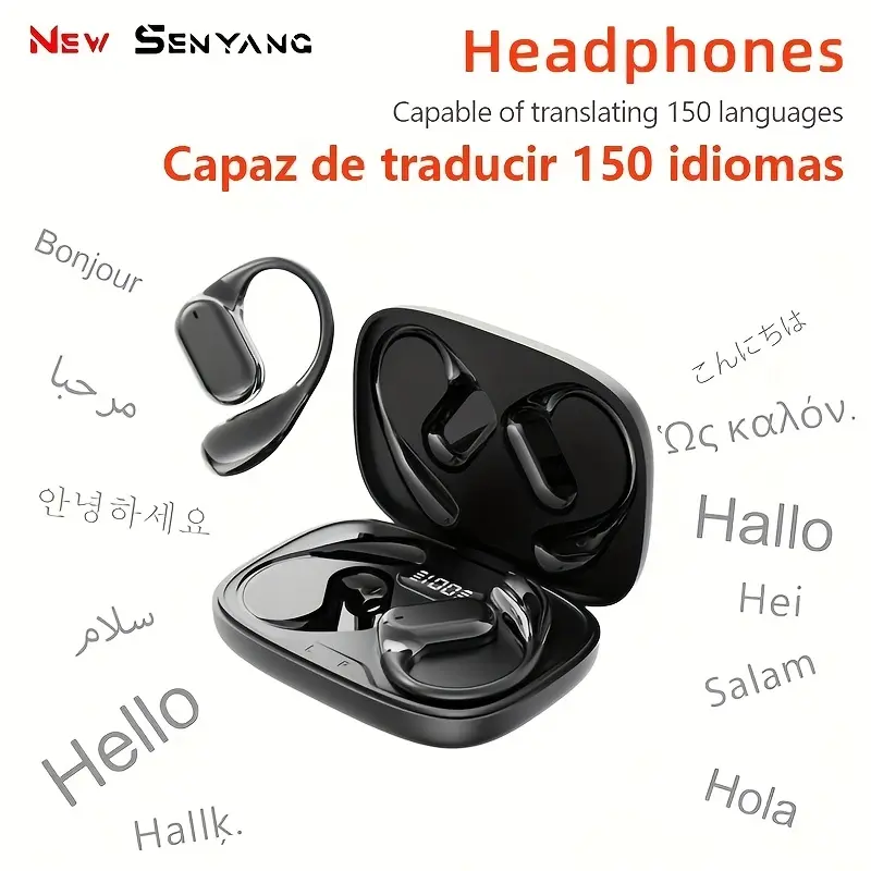 2025 New Senyang AI True Wireless Neckband Business Comfort Headphones - Multilingual Support, Smart Dual-Mic Noise Cancellation, Touch Control, Compatible with Phones, Perfect for Travel, Socializing, Studying, and Sports - Adult Movie & Gaming Theme, Study Earbuds, Stylish Audio, Modern Headphone, Premium Sound, Highquality Mic, Office Workers