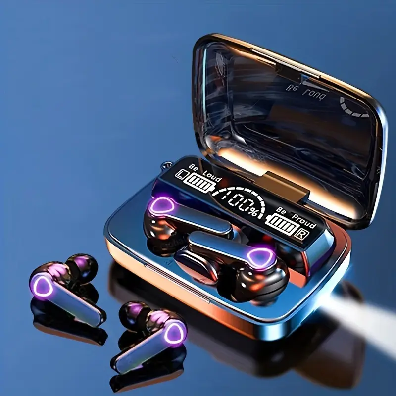 Wireless In-Ear Earbuds, Open-Fit Design, Enhanced Bass, 40H Playtime, Dual Mics, LED Power Display, with Charging Case, for Sports, Gaming, Adult