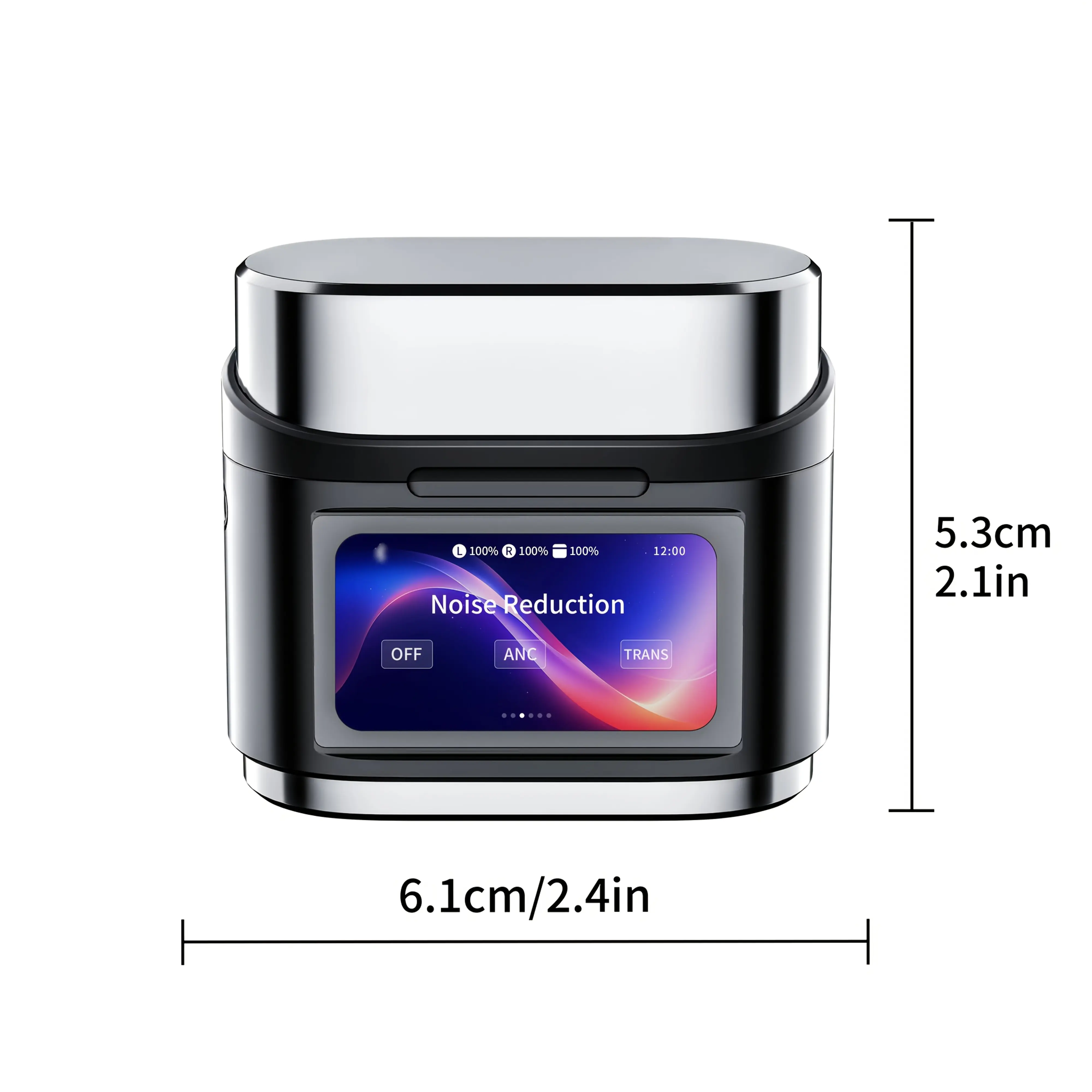 Active Noise Cancelling Headphones ANC, Smart Digital Display Touch Screen, Wireless Earbuds for iPhone and Android TWS True Wireless, 6 Microphones Perfect Call, Voice Control, Up to 40 Hours of Gaming Time, Immersive Space Sound 500mAh Long Battery Life, Suitable for iPhone/Android/for iPad