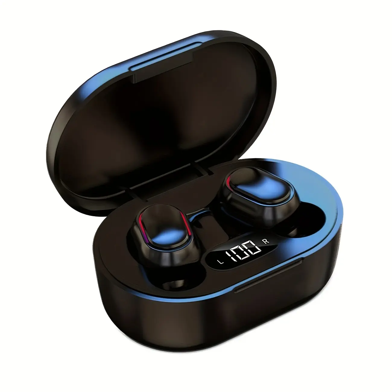 1pc ENC Noise-Canceling Wireless 5.3 Headphones - Black with Blue Lightning Design, True Wireless Earbuds for Calls, Music, E-Books, and Gaming - USB-C Rechargeable, Perfect for Men and Women, Ideal Gift, Station Accessory | Stylish Black Design | USB-C Fast Charging, Wireless Earbuds