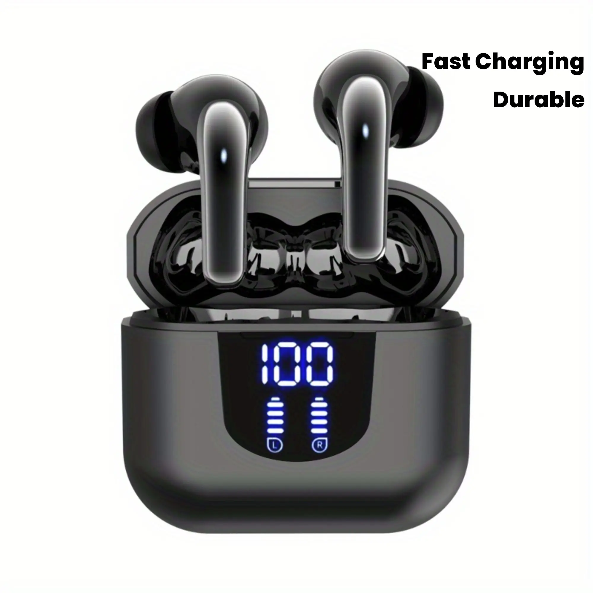 LAN XUN Wireless 5.3 Earbuds with 13mm Speakers, 30H Playtime, Type-C Fast Charging Case, Stereo In-Ear Headphones for iPhone & Android, Gaming, Business, Sports - Black, Wireless Headphones, Business Audio, Sleek Design, Durable Build, Active Lifestyle, Modern Audio, Highquality Sound, Business Professionals