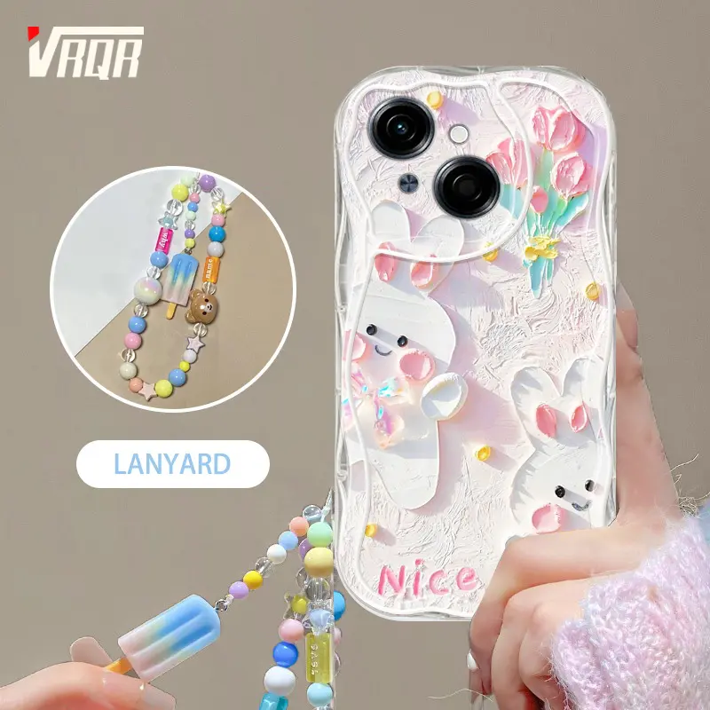 VRQR Wave Edge Casing for Tecno Spark Go 1 GO 2025 Phone Case Oil New Painting style Pattern Candy Bracelet Cover