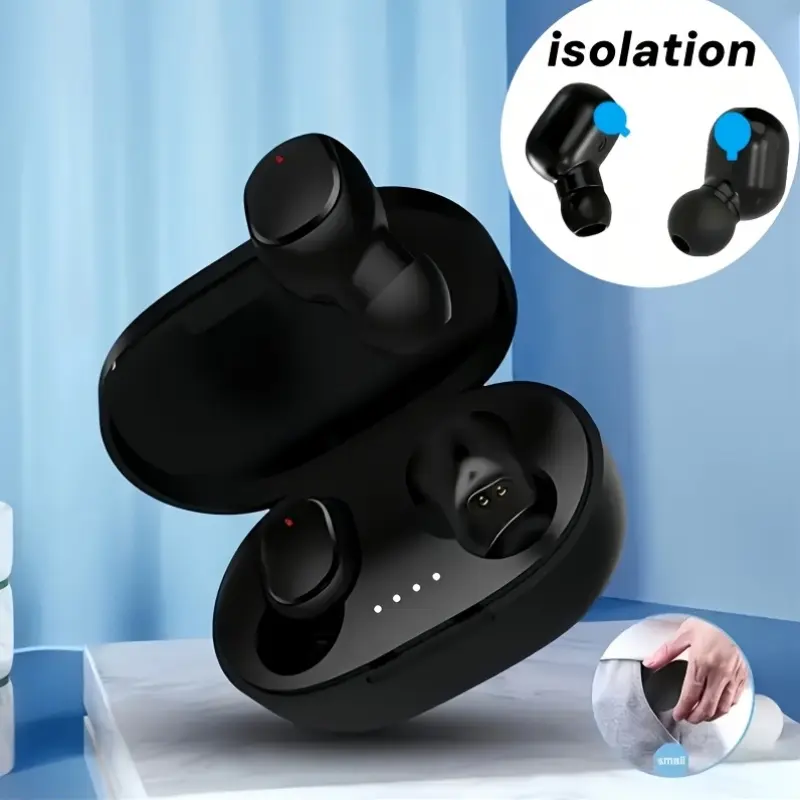 True Wireless Mini In-Ear Headphones with Dual HiFi Sound, Noise Reduction Technology for Clear Calls, USB Charging & Type-C Port - Compatible with Android & Apple Phones, Running & Daily Use, Wireless Headphones, Sleek Earbuds, Compact Design