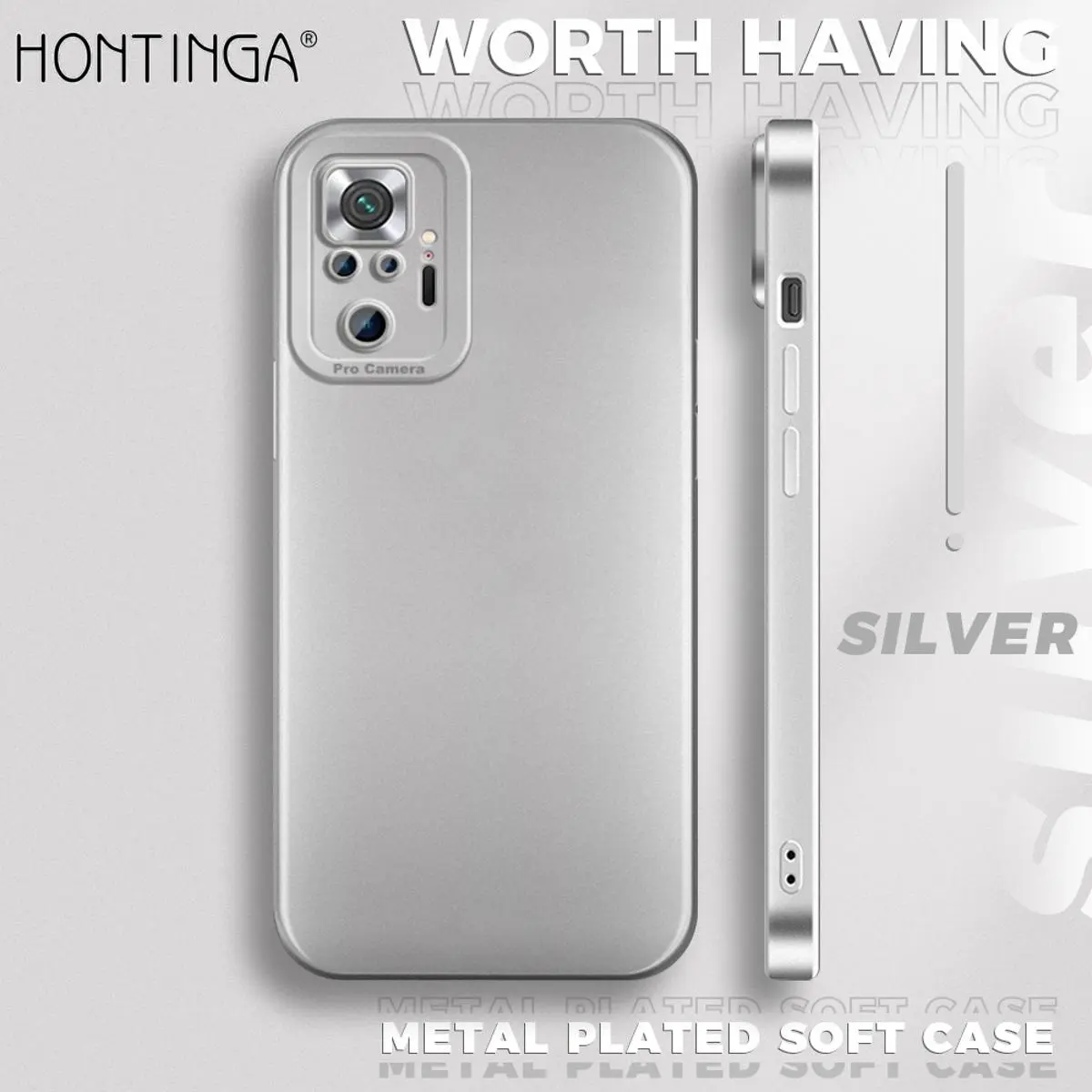 Hontinga for Redmi Note 10 Pro Note 10 Pro Max Back Cover Luxury Frosted Plating Thin Soft Silicone Mobile Phone Case