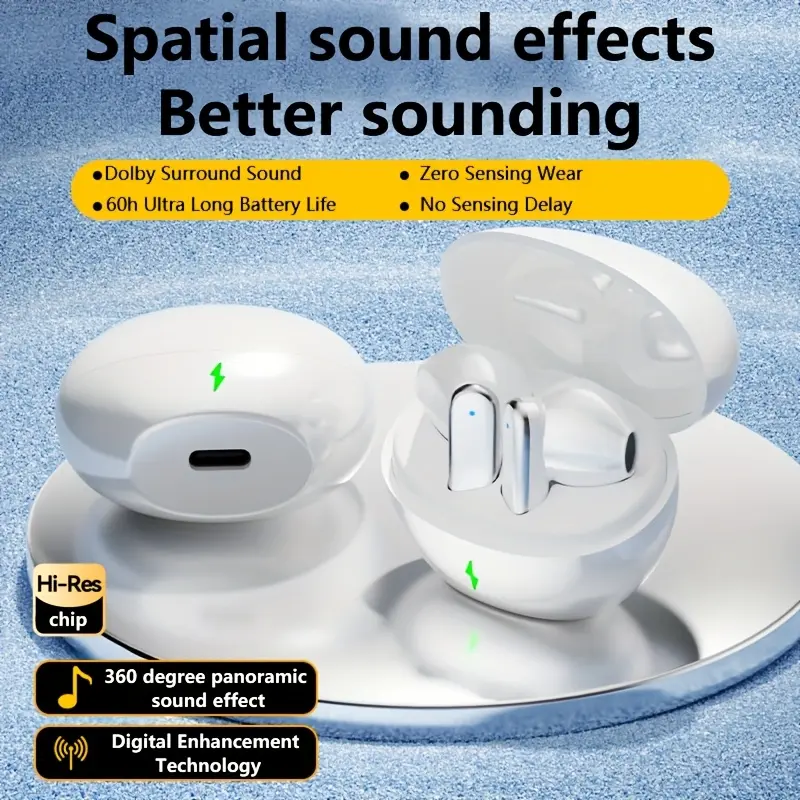 New Senyang 2025 New Style True Wireless music semi in-Ear Headphones couples sports mini Earbuds video TWS 9D HIFI Stereo earpods HD calling Stereo Cortical Earphones for Android for iPhone music Cellphone smart Earpieces headphones