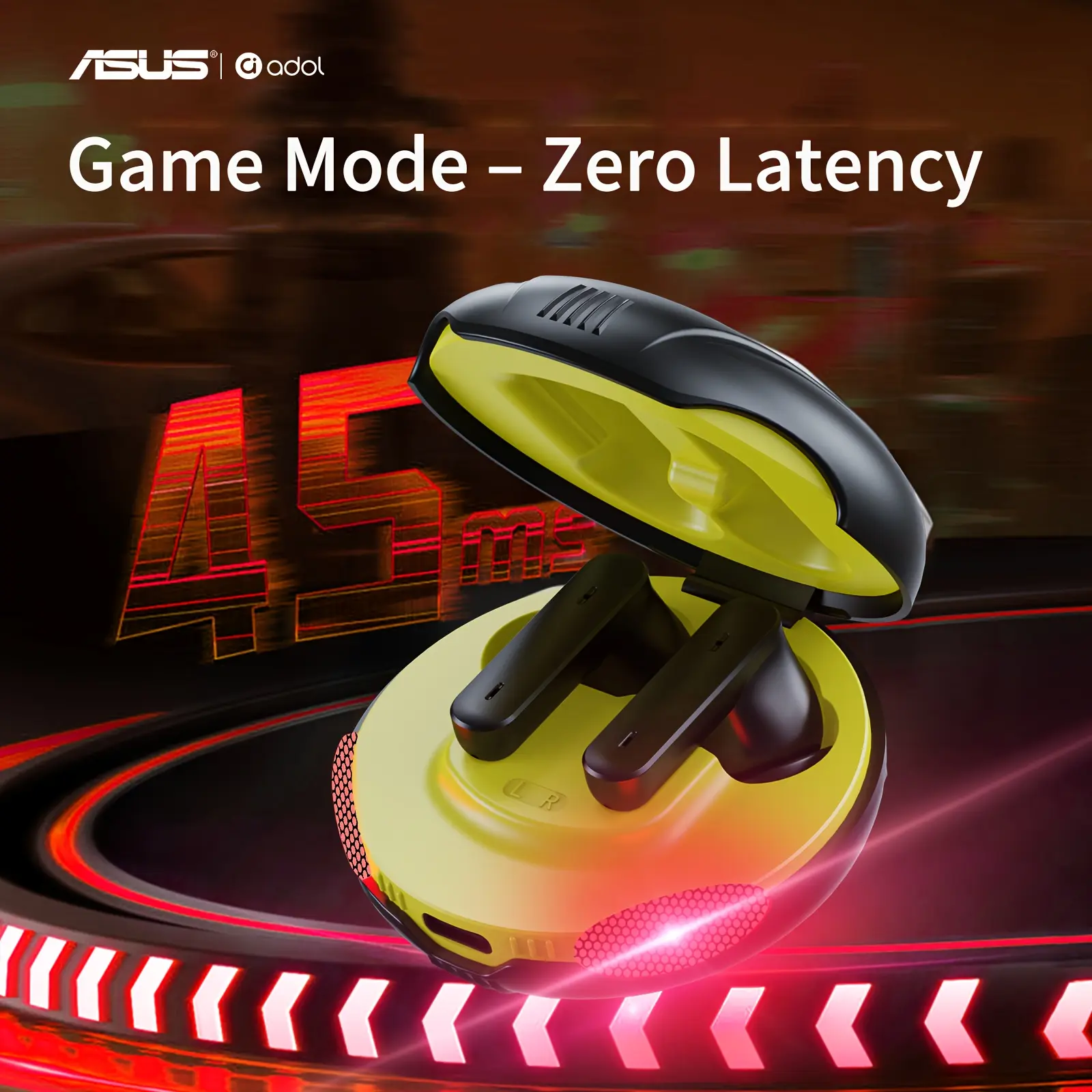 ASUS Wireless Earbuds with Charging Case, Comfortable Semi-Open-Back Design, Clear Sound Quality, Long Battery Life, Touch Control, Condenser Microphone, USB-C Charging, Ideal for Gaming, Calls, and Recording, Gaming Headphones | Modern Earbuds | Touch Control Headphones, Earbud Headphones