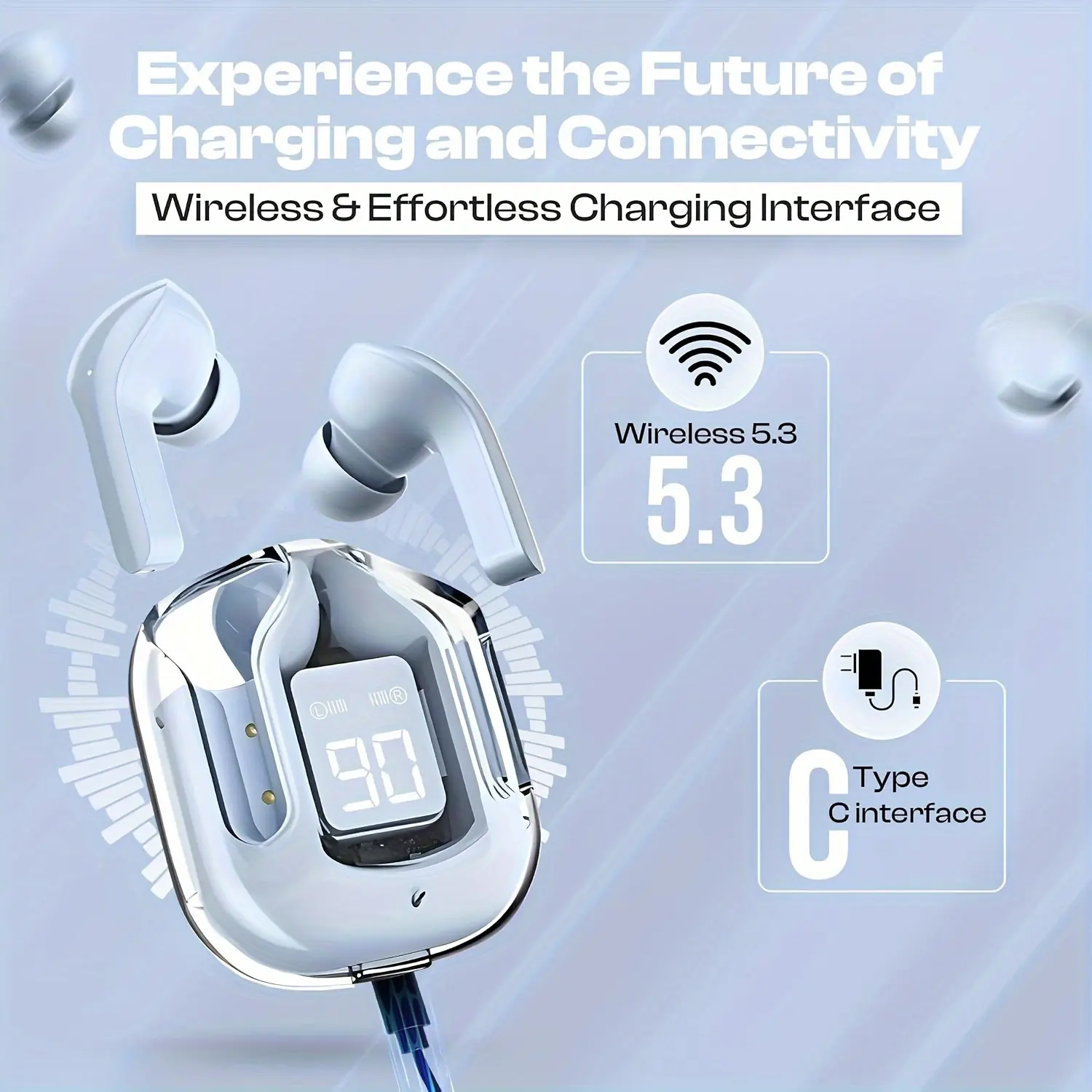 Mini In-Ear Headphones, High-Value, Transparent Case, Long Battery Life, High Sound Quality, Smart Noise Cancellation. Suitable for Apple and Android, Easy to Carry, Suitable for Couples, Students, Dormitories, Home Use, Perfect for Back-to-School Gifts, Wireless Earphones, Wireless Earphones Tw, True Width Earphones, Light Earbug, Wireless Wireless Headphones, Wireless Headphones Strap, Headset